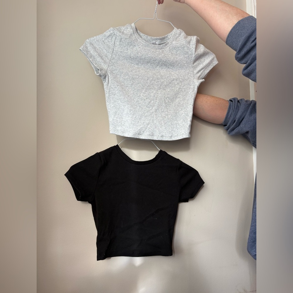 Classic Gray and Black Garage cropped baby tees